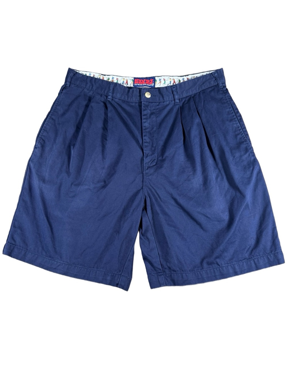 Mens Navy Blue Shorts 90s Y2K Bermuda Golf Shorts Vintage